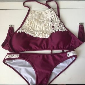 maroon swimsuit